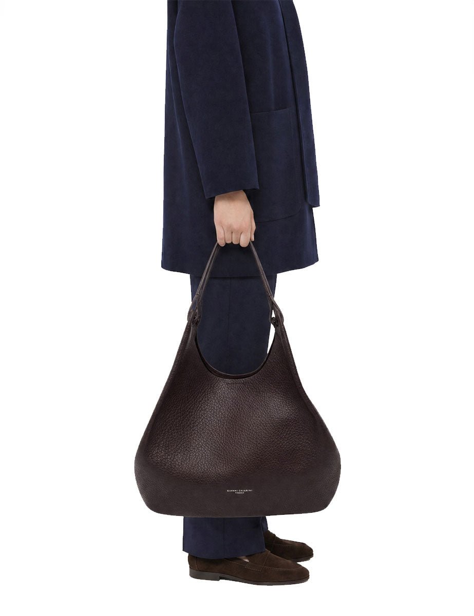 borsa pelle dua marrone scuro - gianni chiarini - shopper