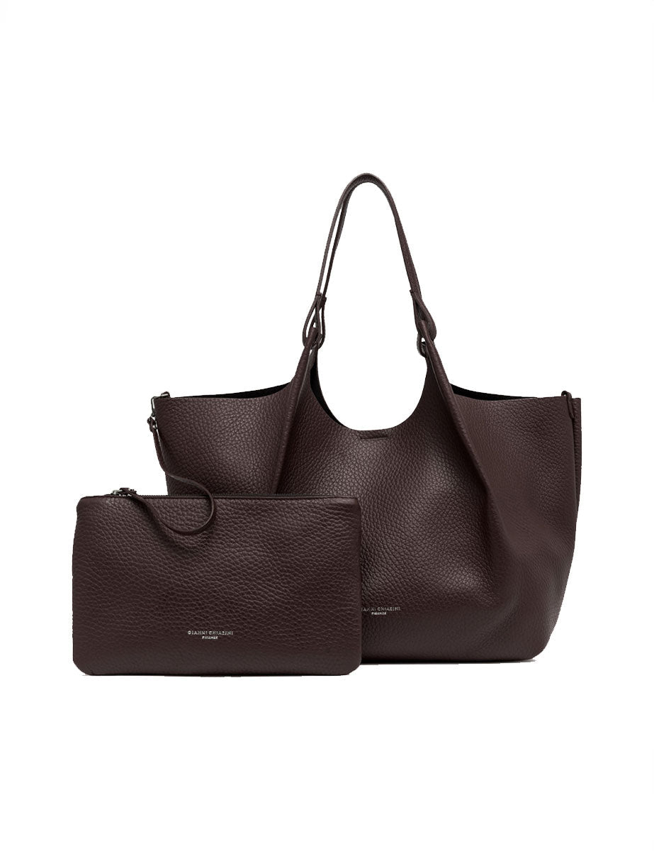 borsa pelle dua marrone scuro - gianni chiarini - shopper