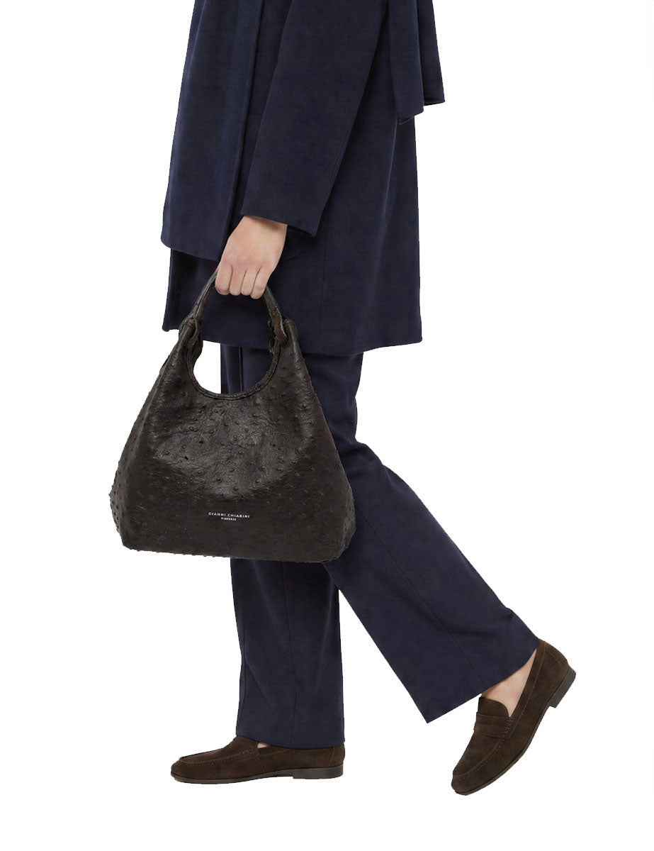 borsa pelle dua marrone scuro - gianni chiarini - shopper