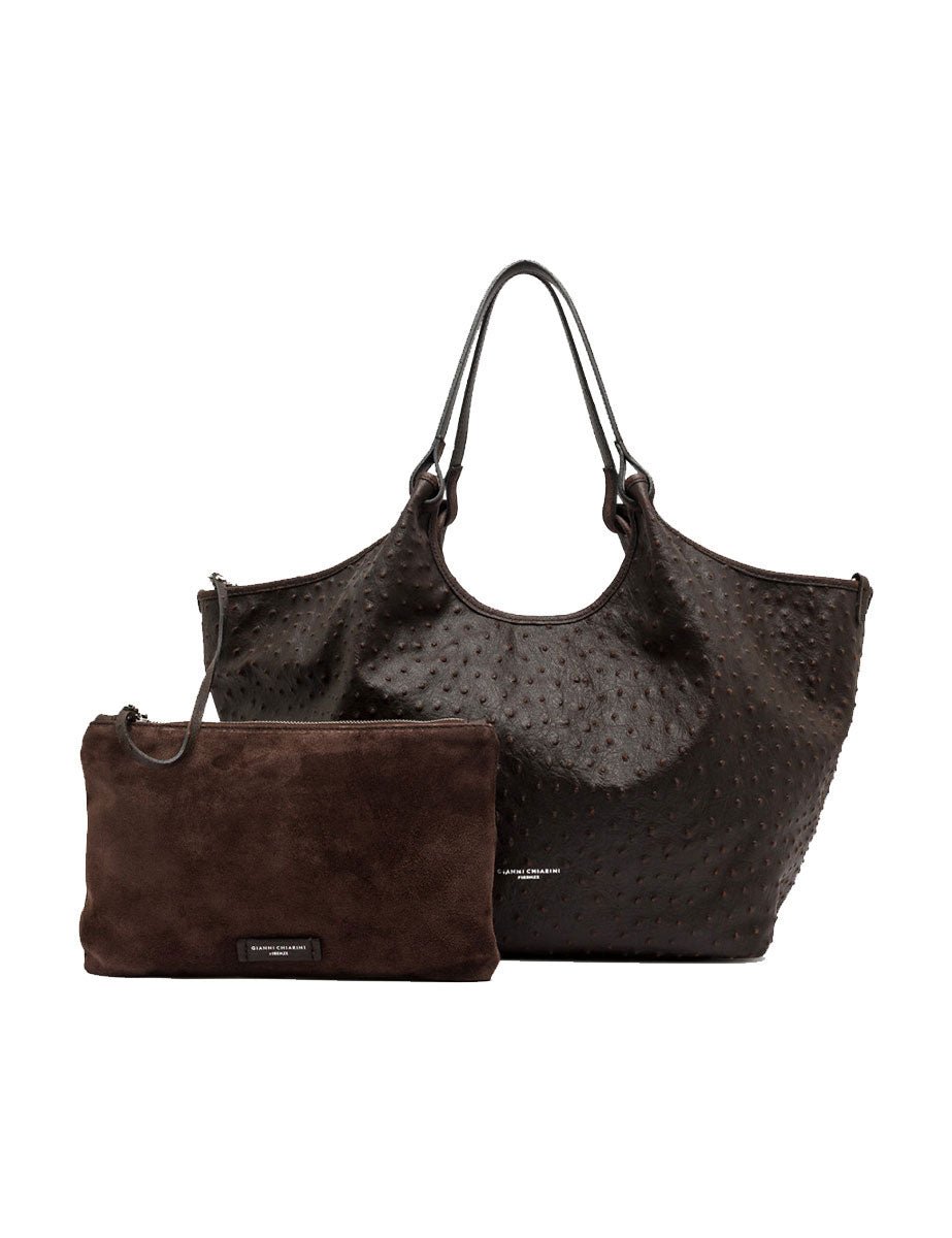borsa pelle dua marrone scuro - gianni chiarini - shopper