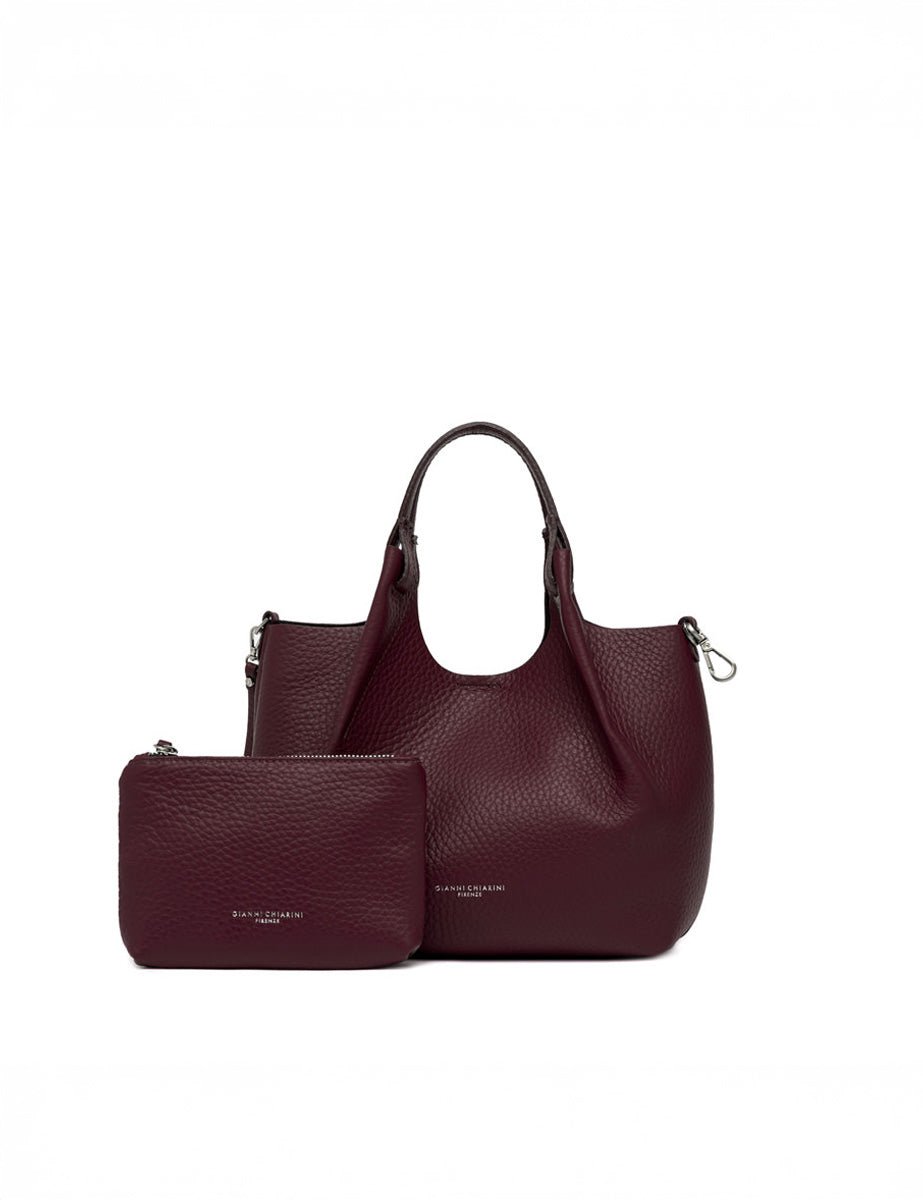 borsa pelle dua wine berry - gianni chiarini - shopper