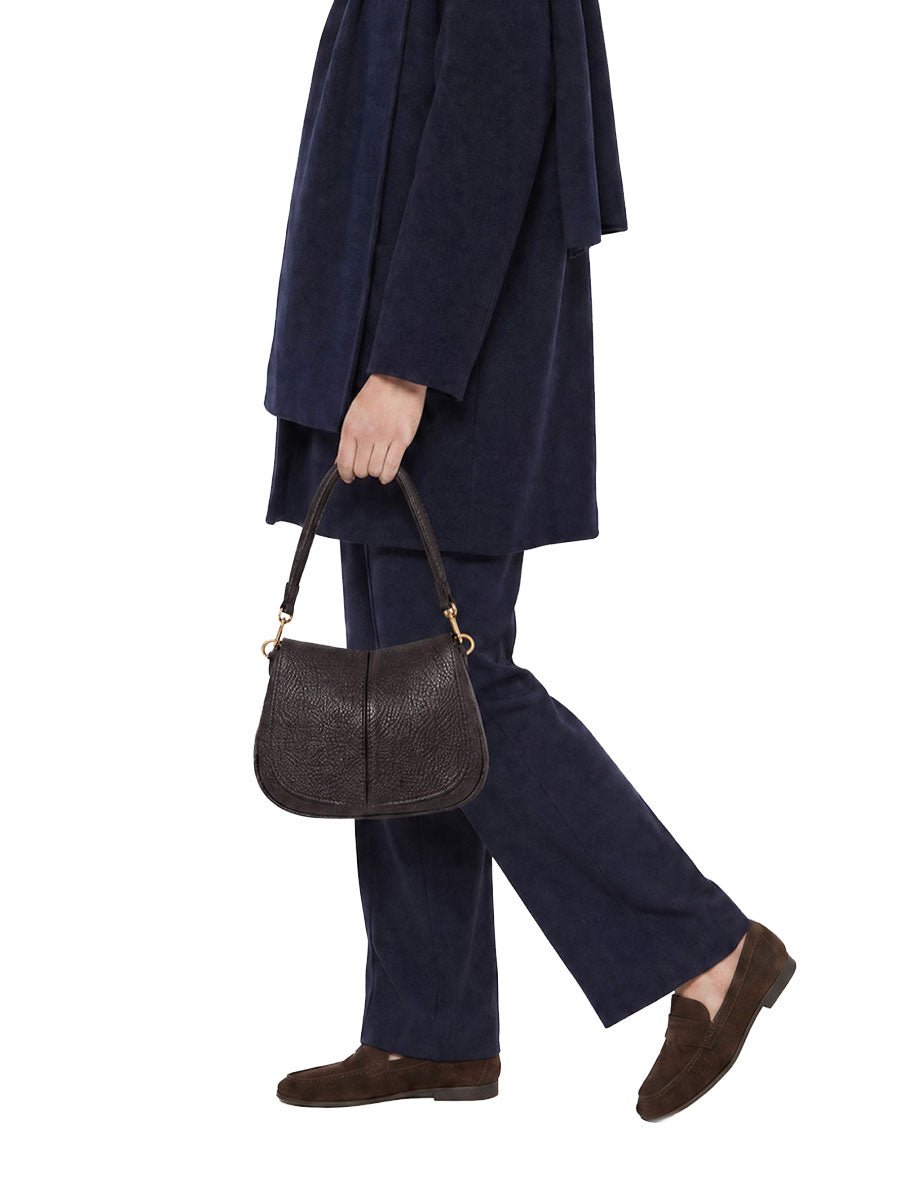 borsa pelle helena round marrone scuro - gianni chiarini - clutch