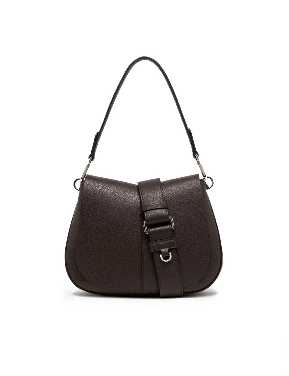 borsa pelle helena round marrone scuro - gianni chiarini - clutch