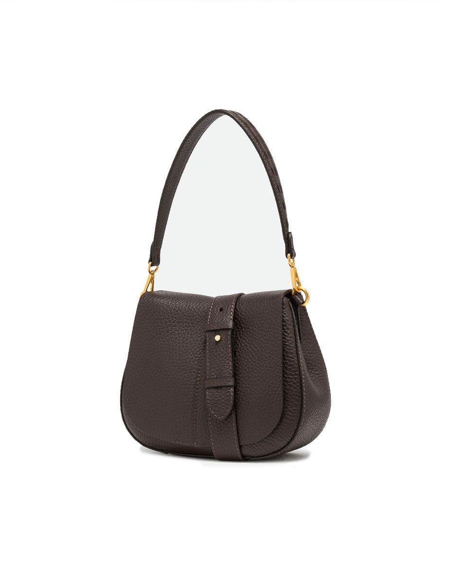 borsa pelle helena round marrone scuro - gianni chiarini - clutch