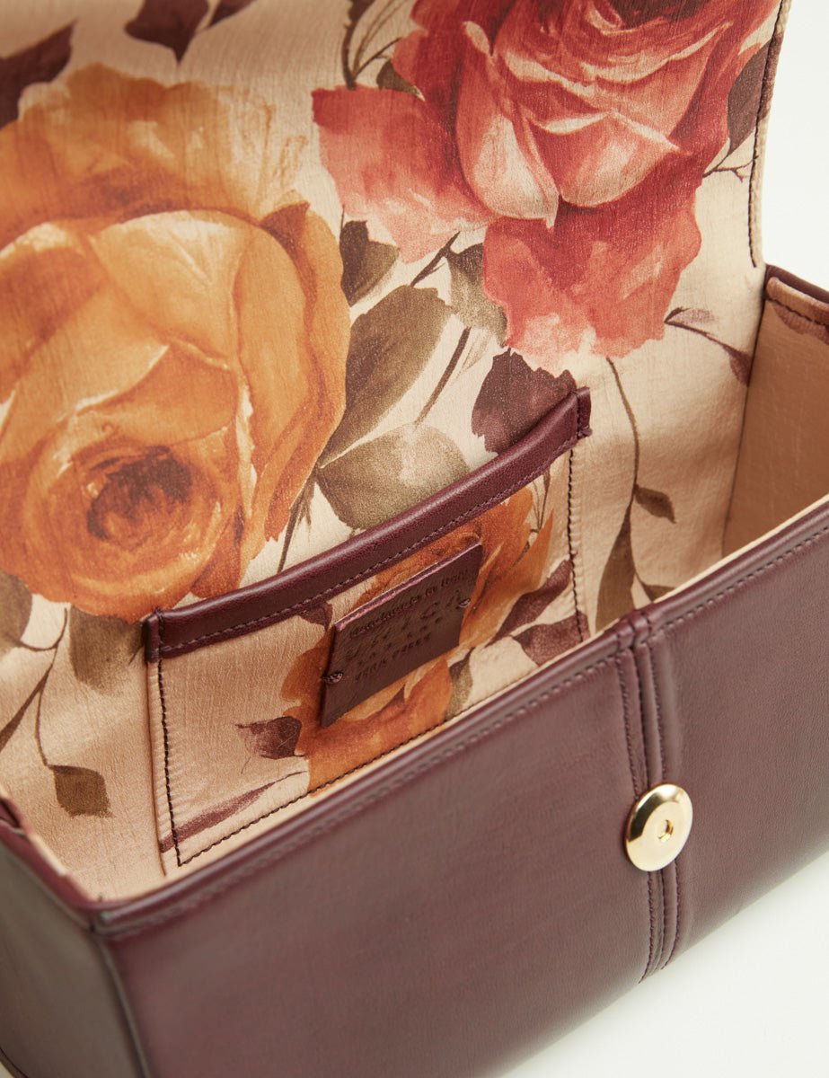 borsa pelle interno seta bordeaux - unica bag lab - clutch