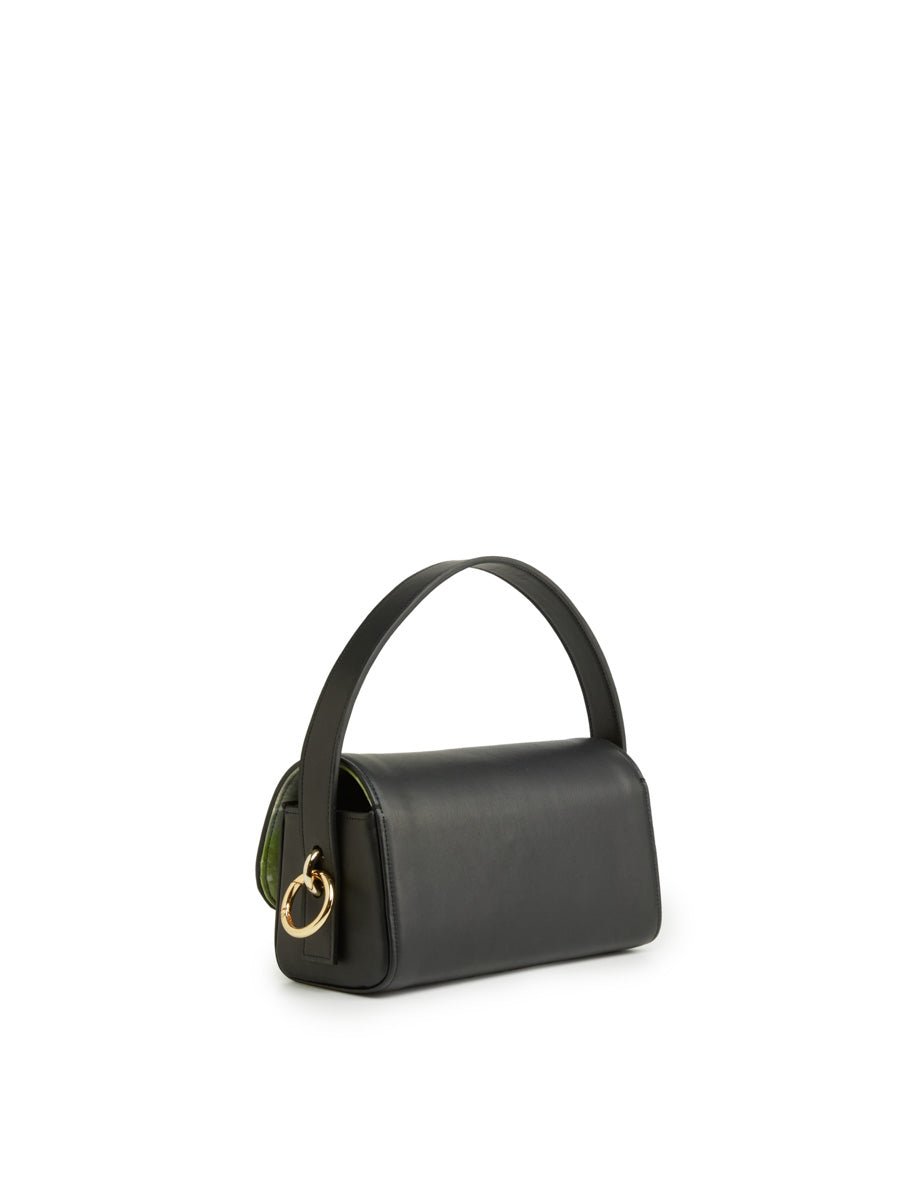 borsa pelle interno seta nero - unica bag lab - clutch