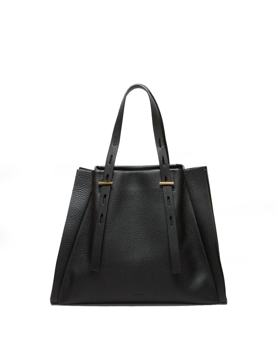 borsa pelle promise nero - minobossi - shopper