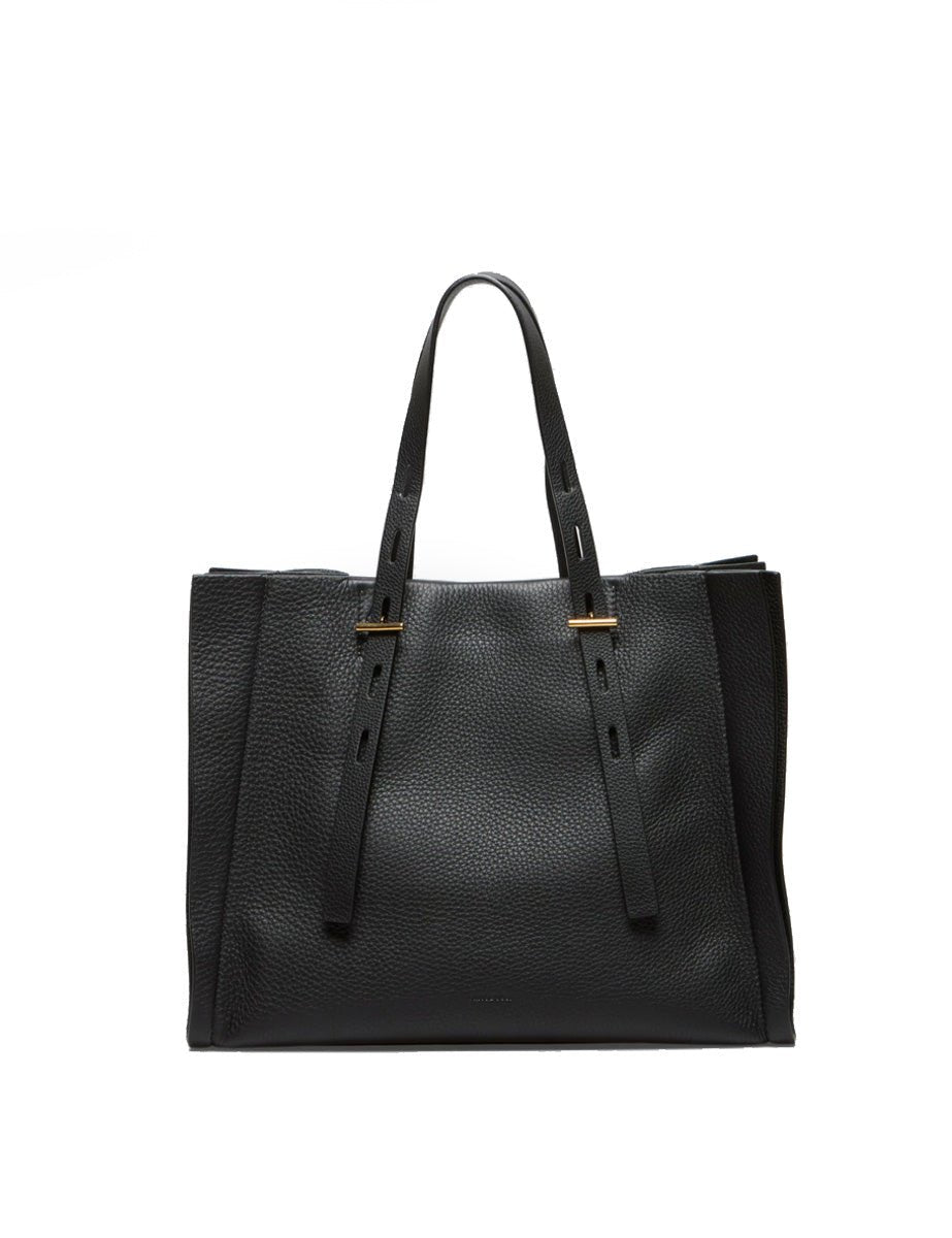 borsa pelle promise nero - minobossi - shopper