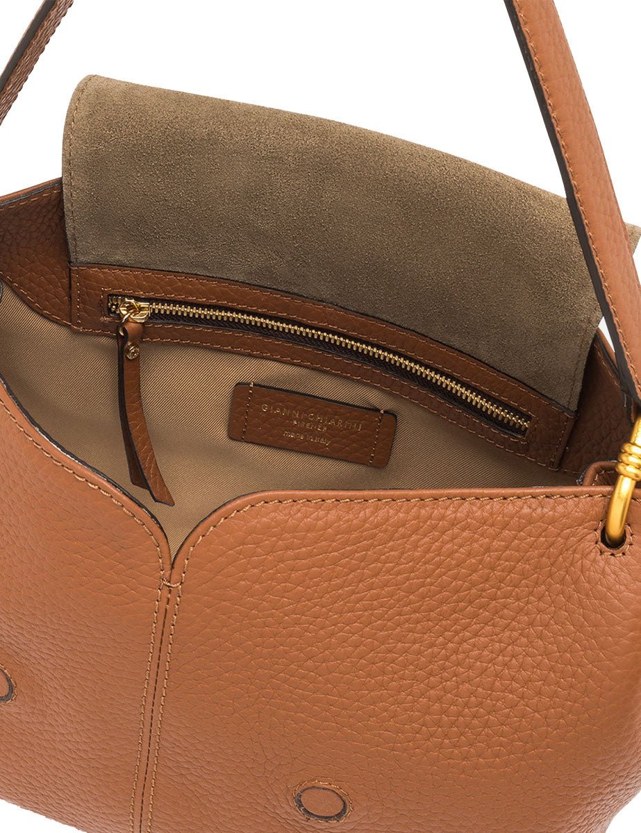 borsa pelle sandra marrone noce - gianni chiarini - clutch