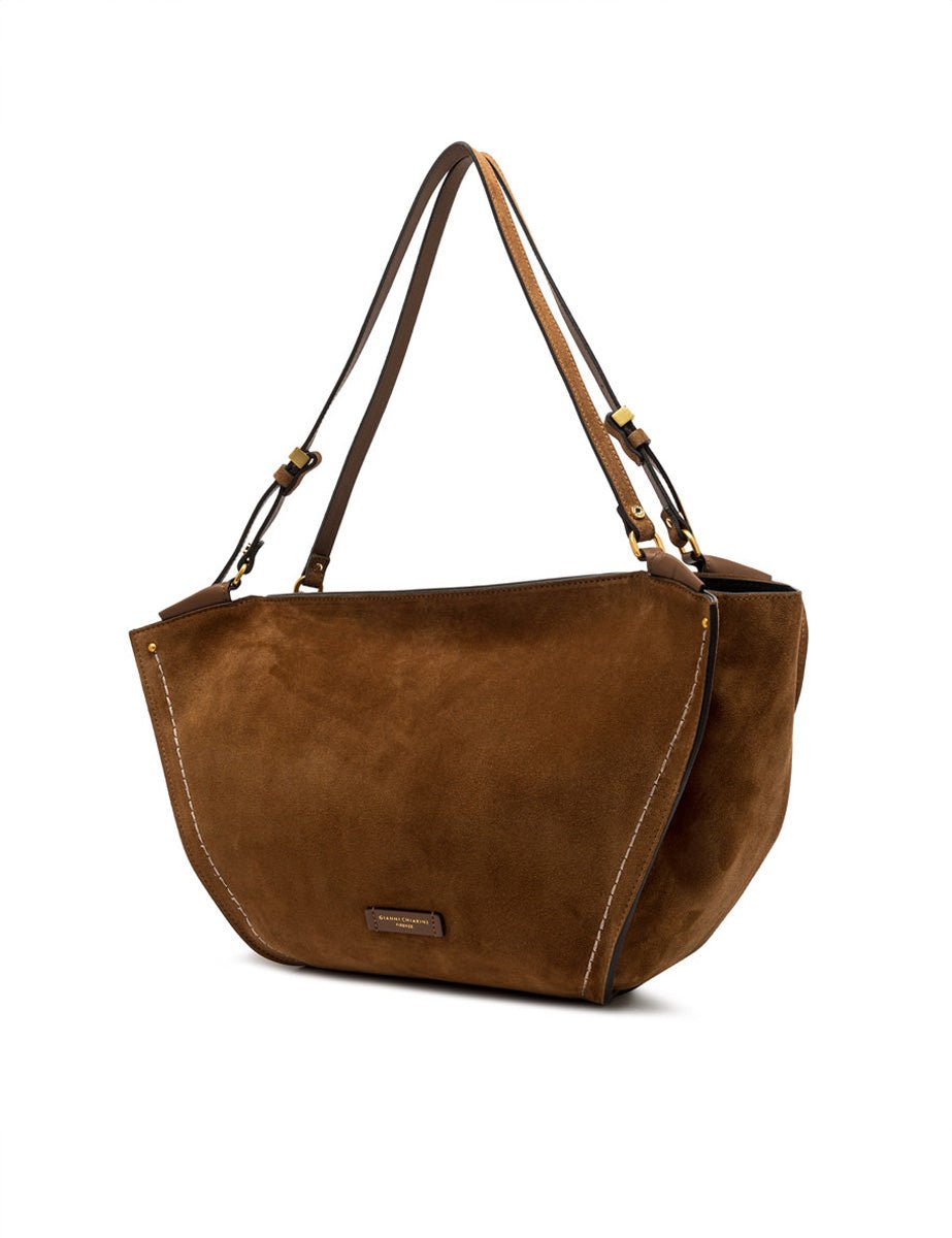 borsa pelle scamosciata bloom cognac - gianni chiarini - shopper