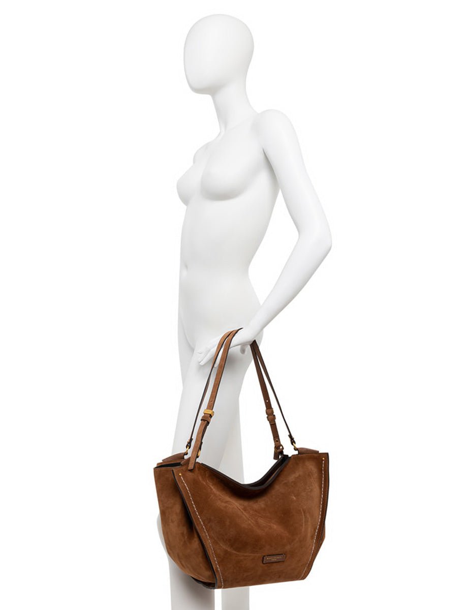 borsa pelle scamosciata bloom cognac - gianni chiarini - shopper
