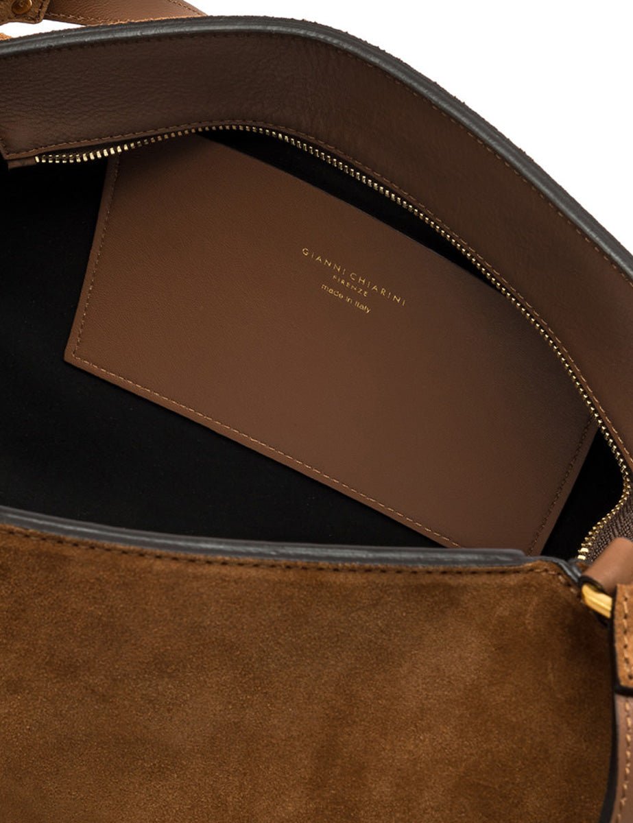borsa pelle scamosciata bloom cognac - gianni chiarini - shopper