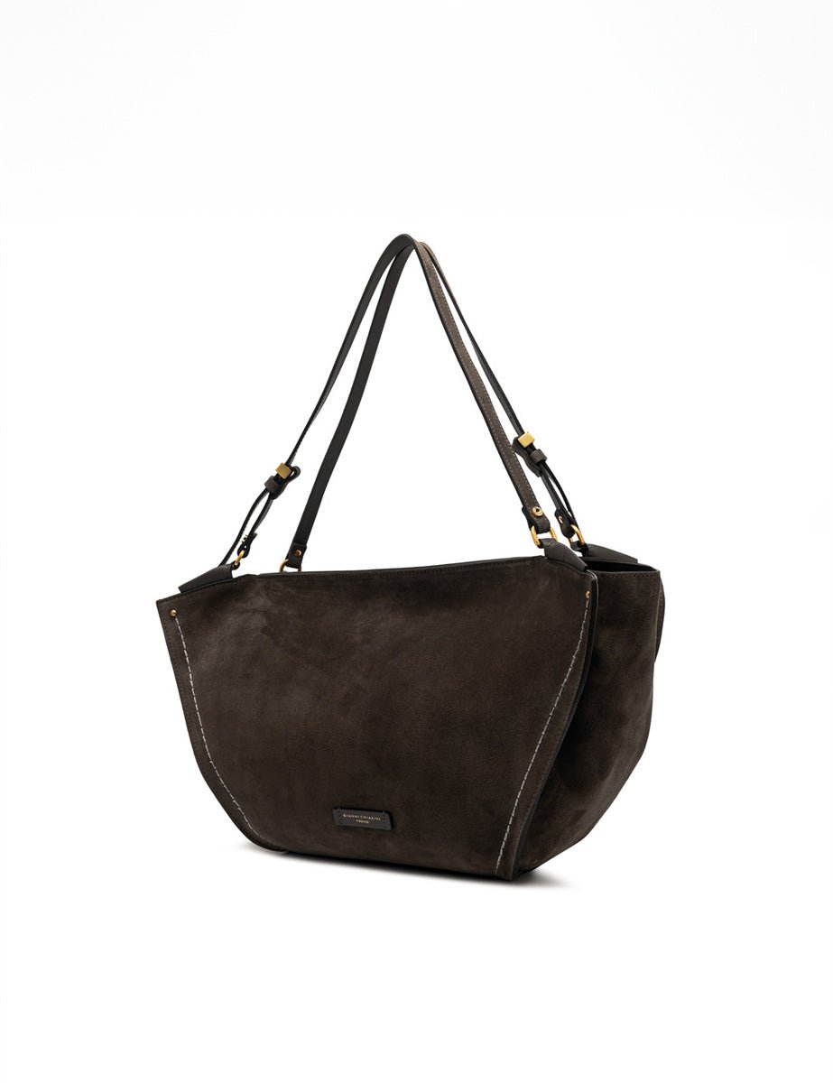 borsa pelle scamosciata bloom moka - gianni chiarini - shopper