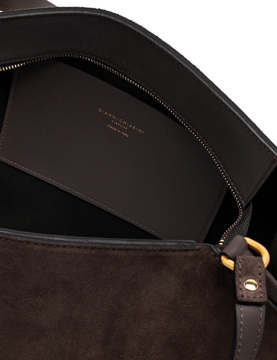 borsa pelle scamosciata bloom moka - gianni chiarini - shopper