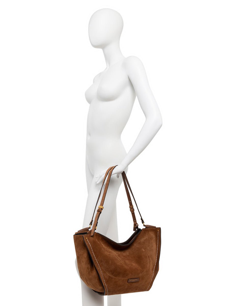 borsa pelle scamosciata bloom moka - gianni chiarini - shopper
