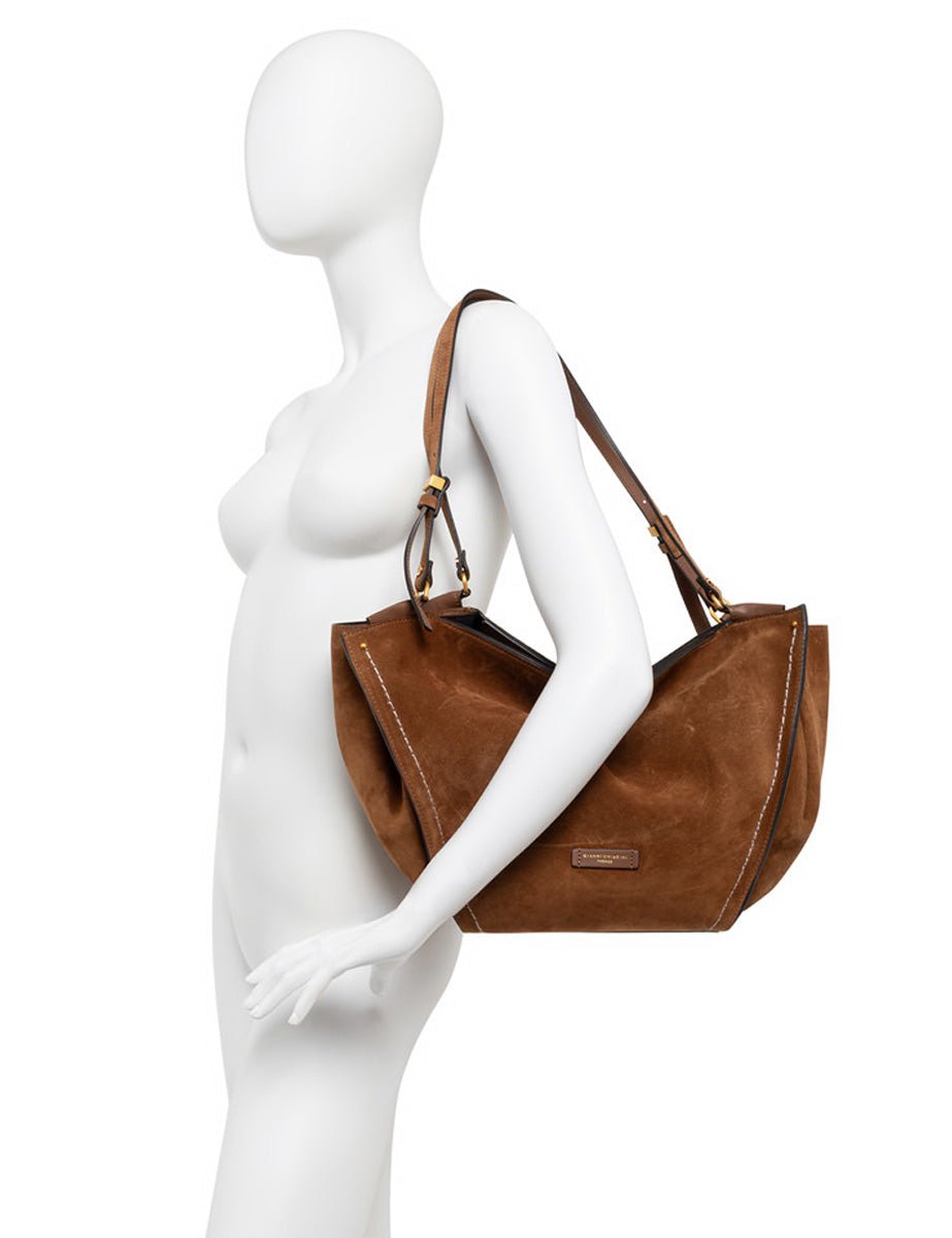 borsa pelle scamosciata bloom moka - gianni chiarini - shopper