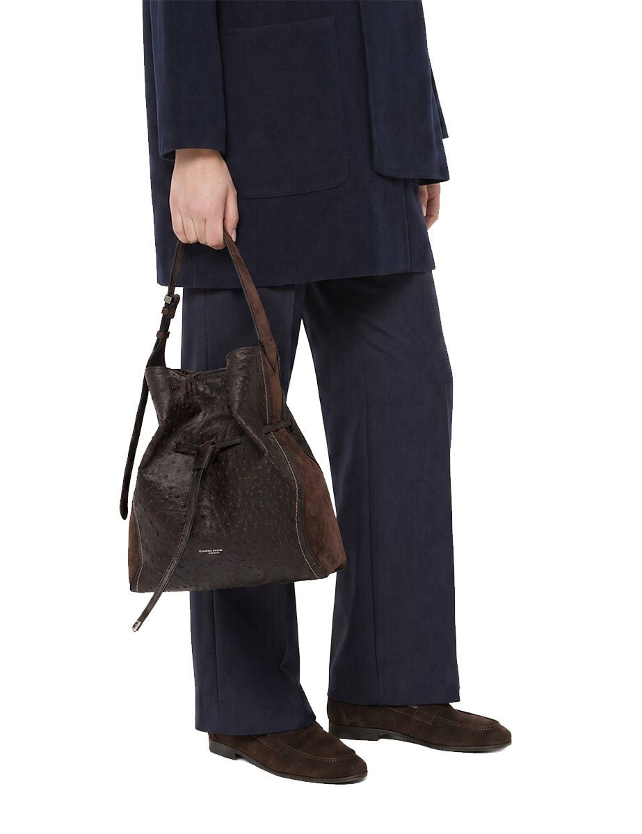 borsa pelle sienna marrone scuro - gianni chiarini - shopper