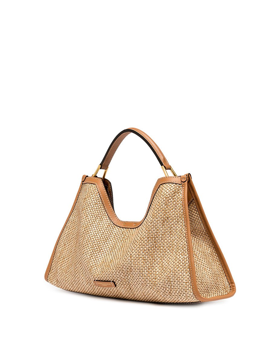 borsa pelle tessuto aurora naturale - gianni chiarini - shopper