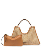 borsa pelle tessuto aurora naturale - gianni chiarini - shopper