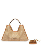borsa pelle tessuto aurora naturale - gianni chiarini - shopper