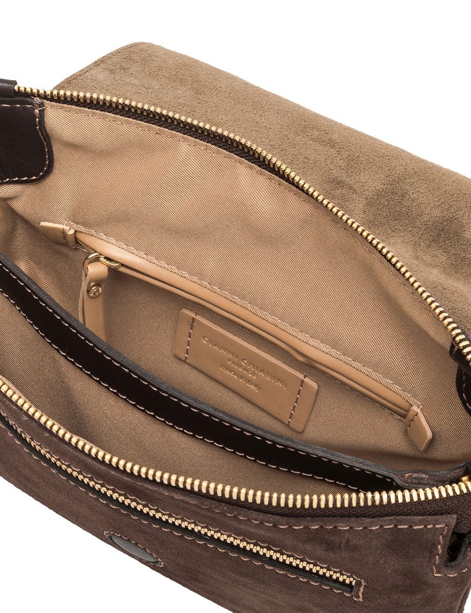 borsa pelle three marrone scuro - gianni chiarini - clutch