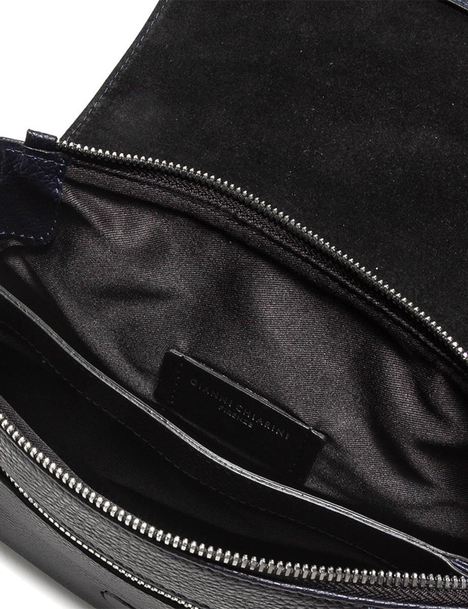 borsa pelle three navy - gianni chiarini - clutch