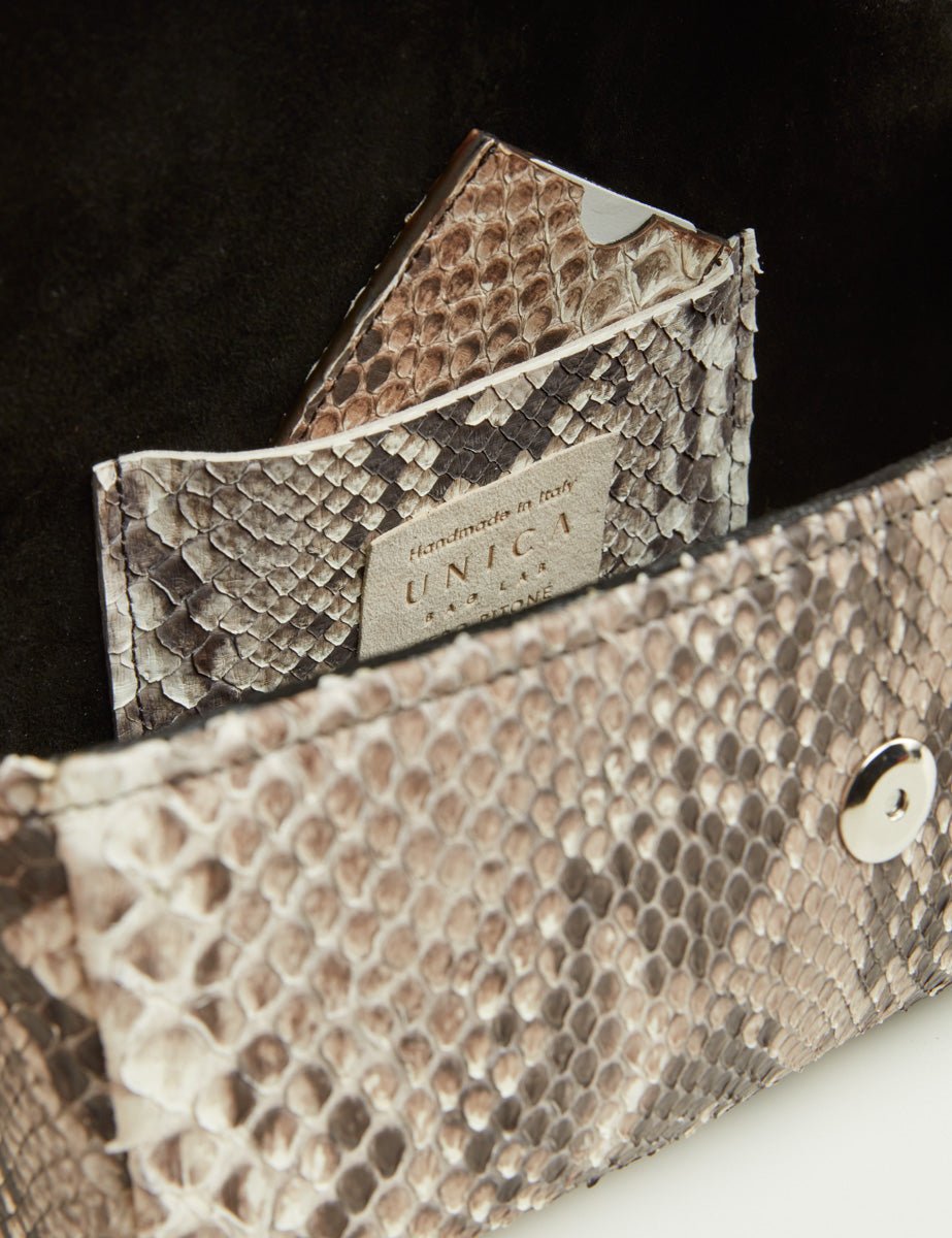 borsa pitone interno camoscio roccia - unica bag lab - clutch