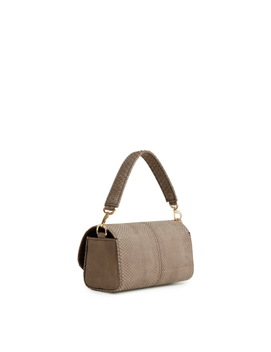 borsa pitone interno nabuk tortora - unica bag lab - clutch
