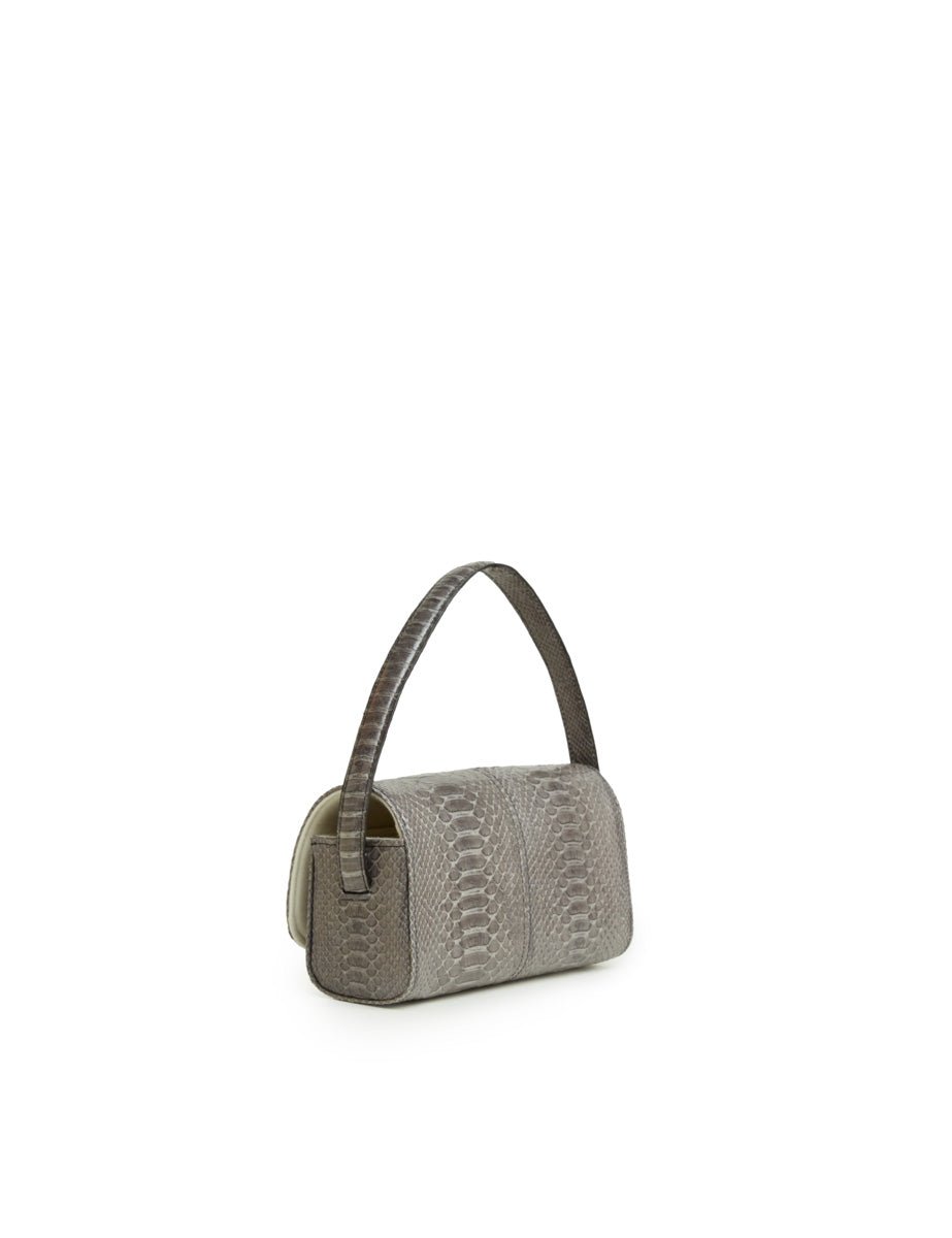 borsa pitone interno seta grigio - unica bag lab - clutch