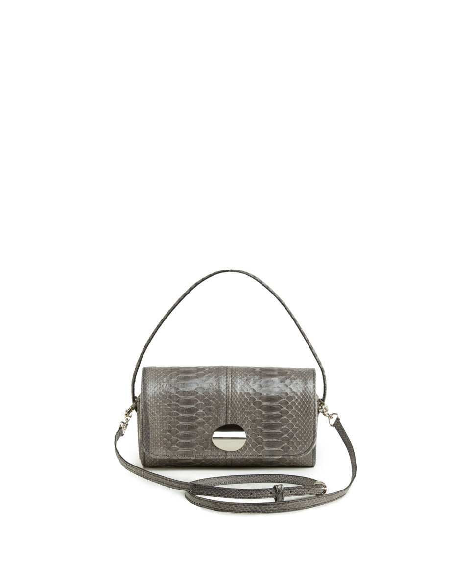 borsa pitone interno seta grigio - unica bag lab - clutch