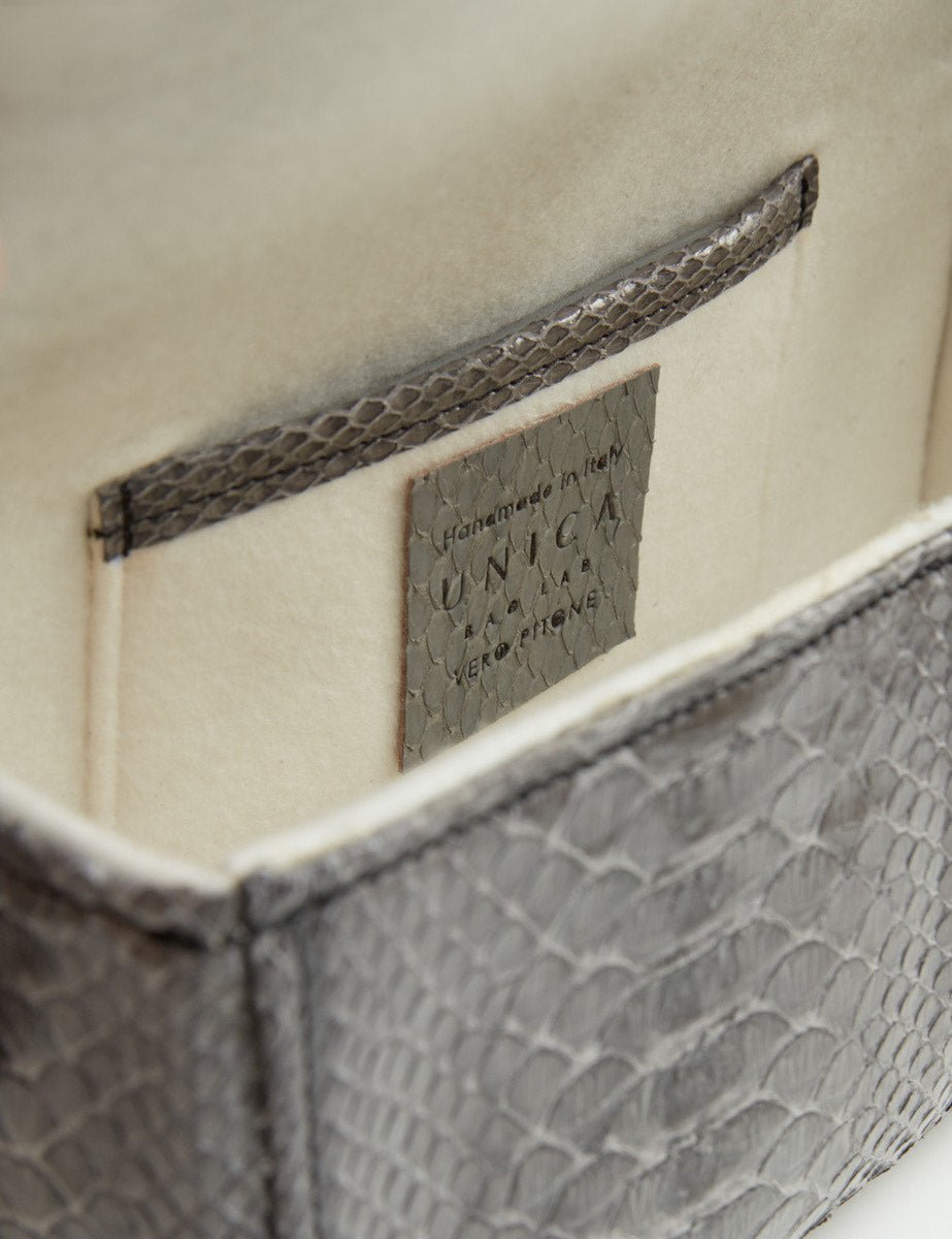 borsa pitone interno seta grigio - unica bag lab - clutch