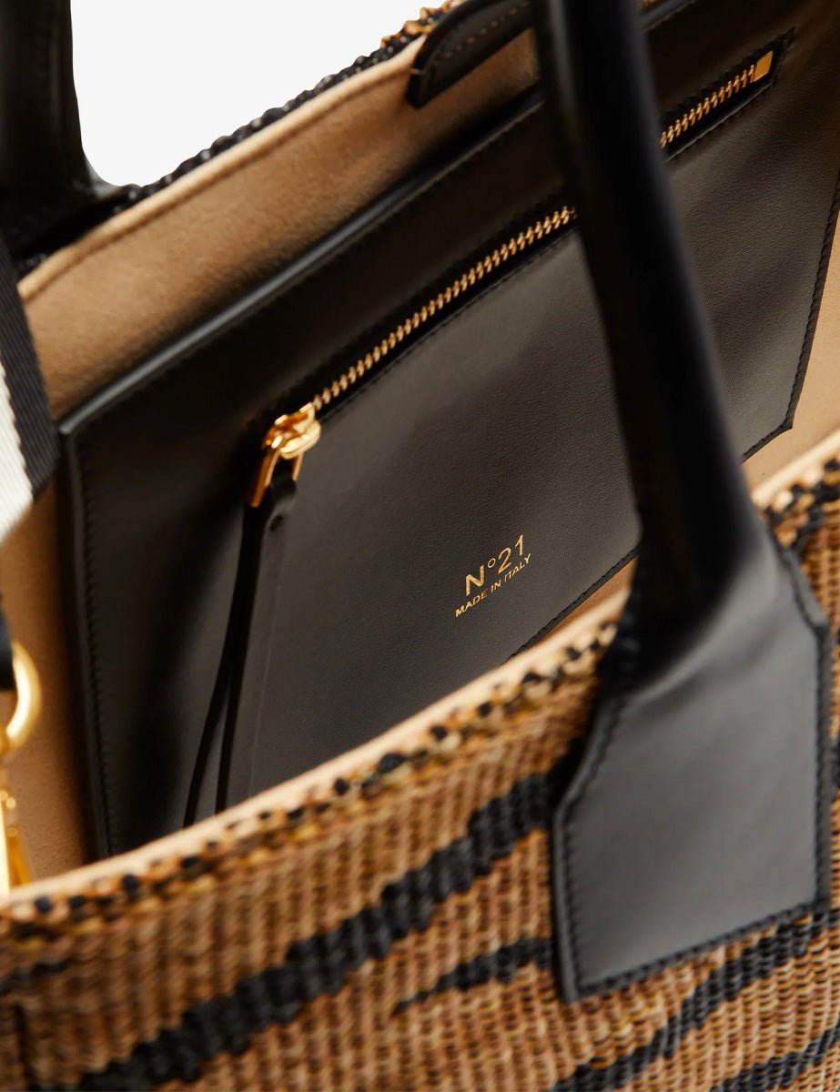 borsa shopper rafia tiger print - n21 alessandro dell'acqua - shopper