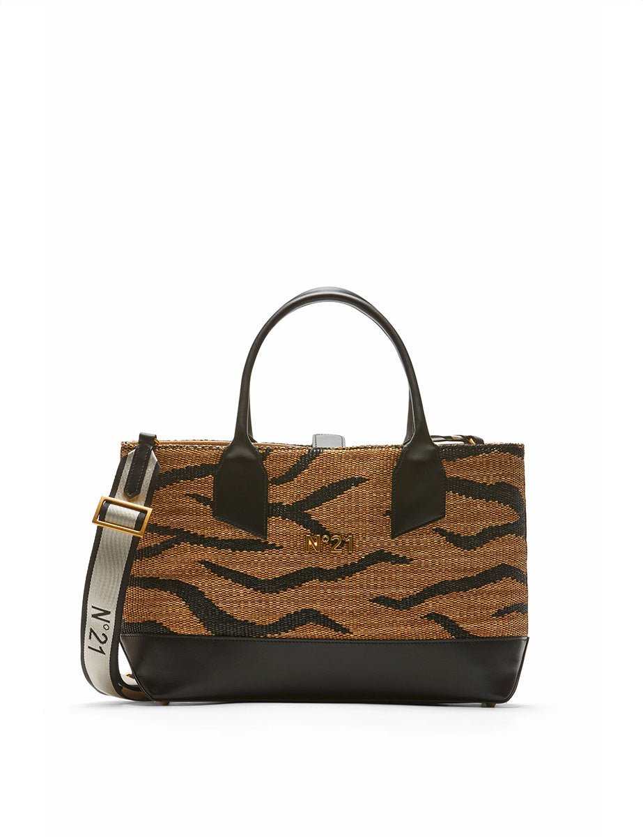 borsa shopper rafia tiger print - n21 alessandro dell'acqua - shopper