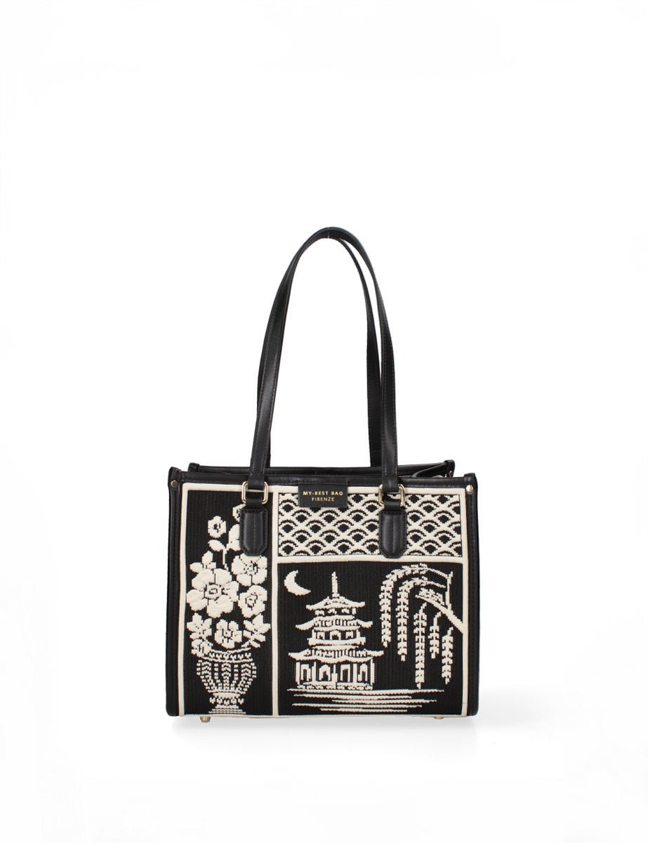 borsa shopper small azulejos black - Frida SRL