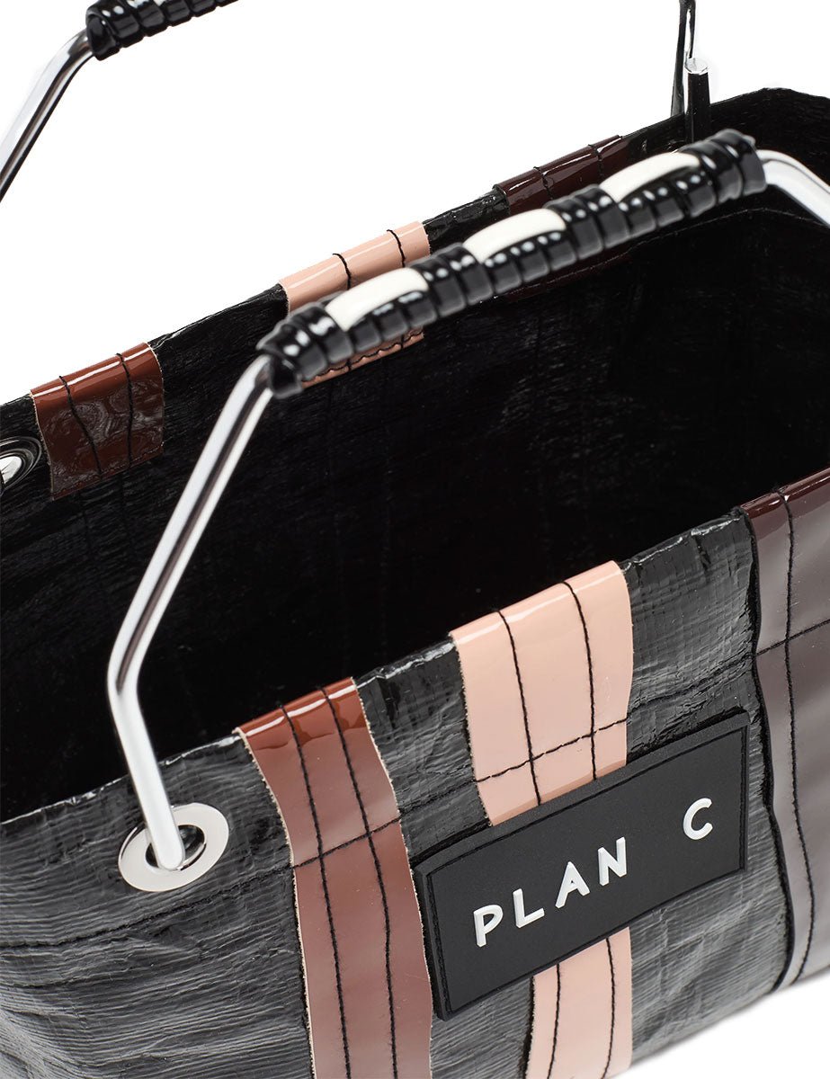 borsa shopper small rosa marrone scuro - plan c - shopper