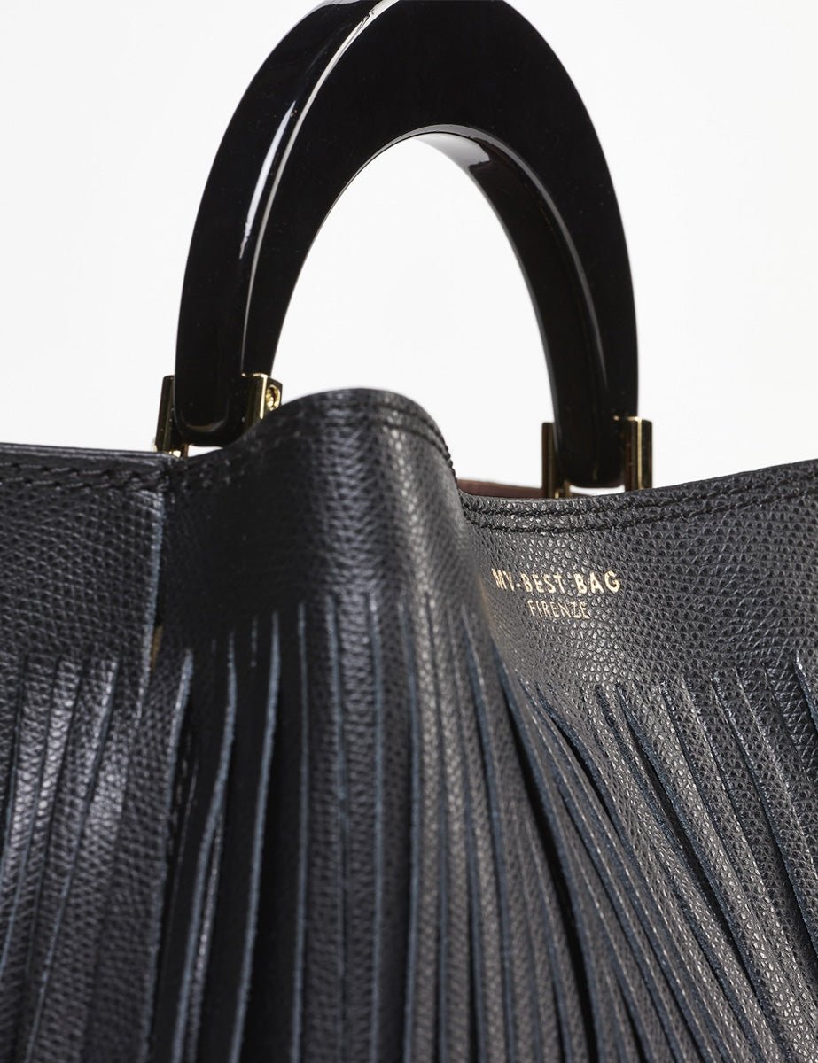 borsa small ingrid frange dark nero - Frida SRL