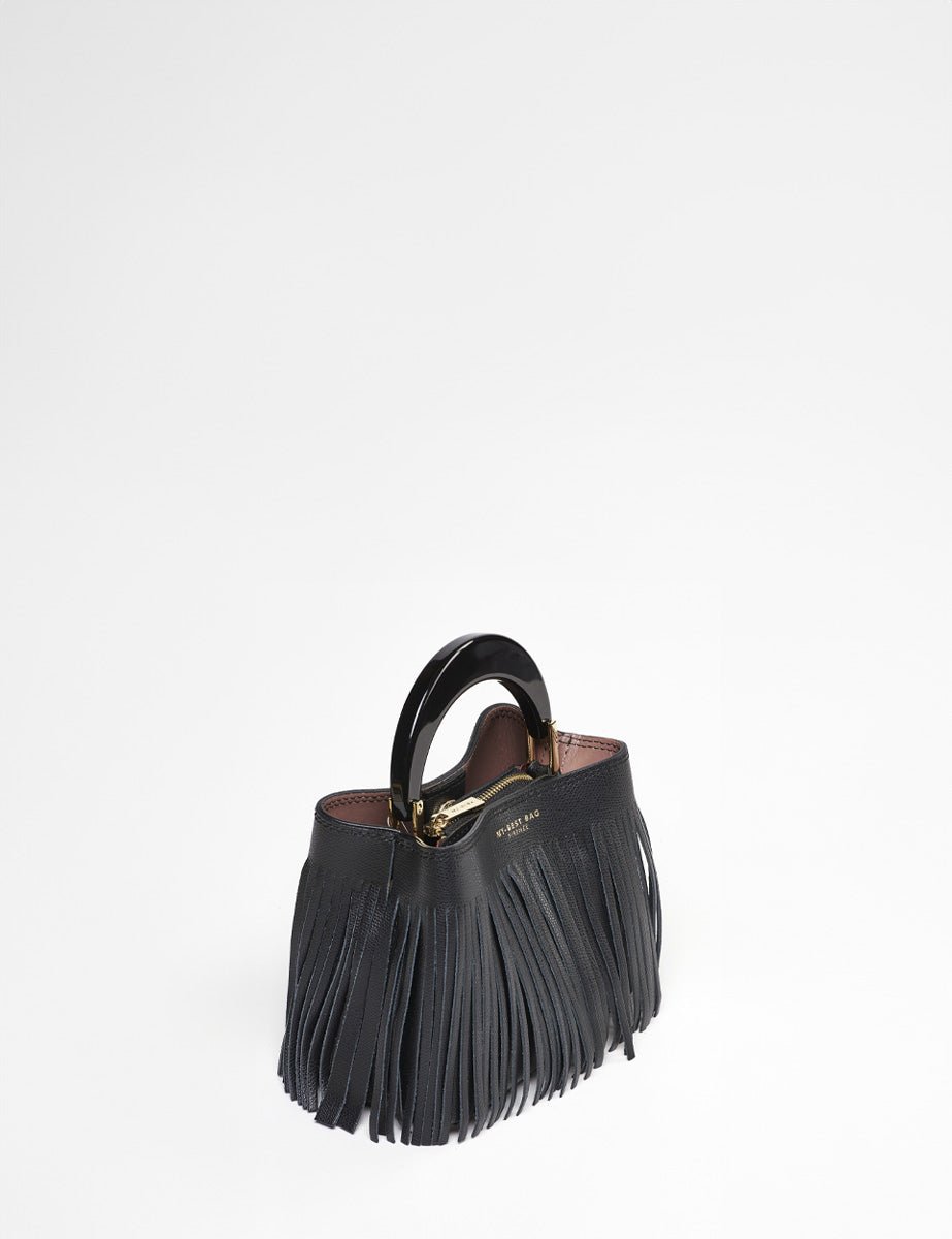 borsa small ingrid frange dark nero - Frida SRL