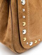 borsa suede helena round studs caramel - gianni chiarini - clutch