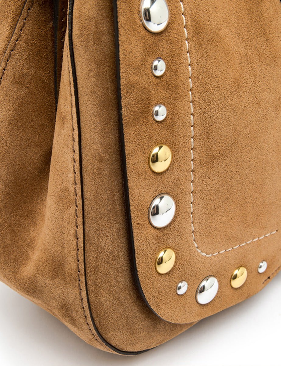 borsa suede helena round studs caramel - gianni chiarini - clutch
