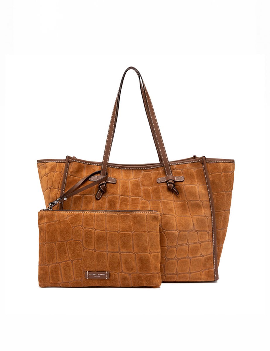 borsa suede marcella cognac - gianni chiarini - shopper