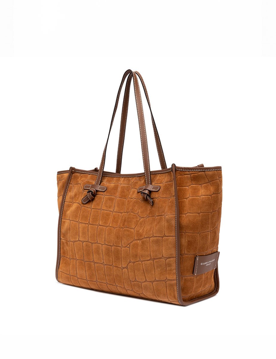 borsa suede marcella cognac - gianni chiarini - shopper