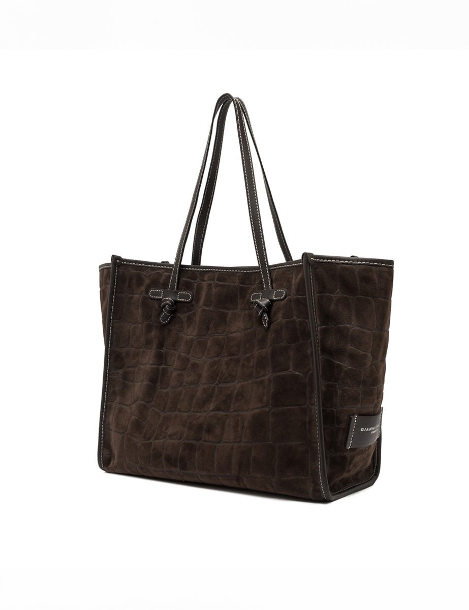 borsa suede marcella espresso - gianni chiarini - shopper