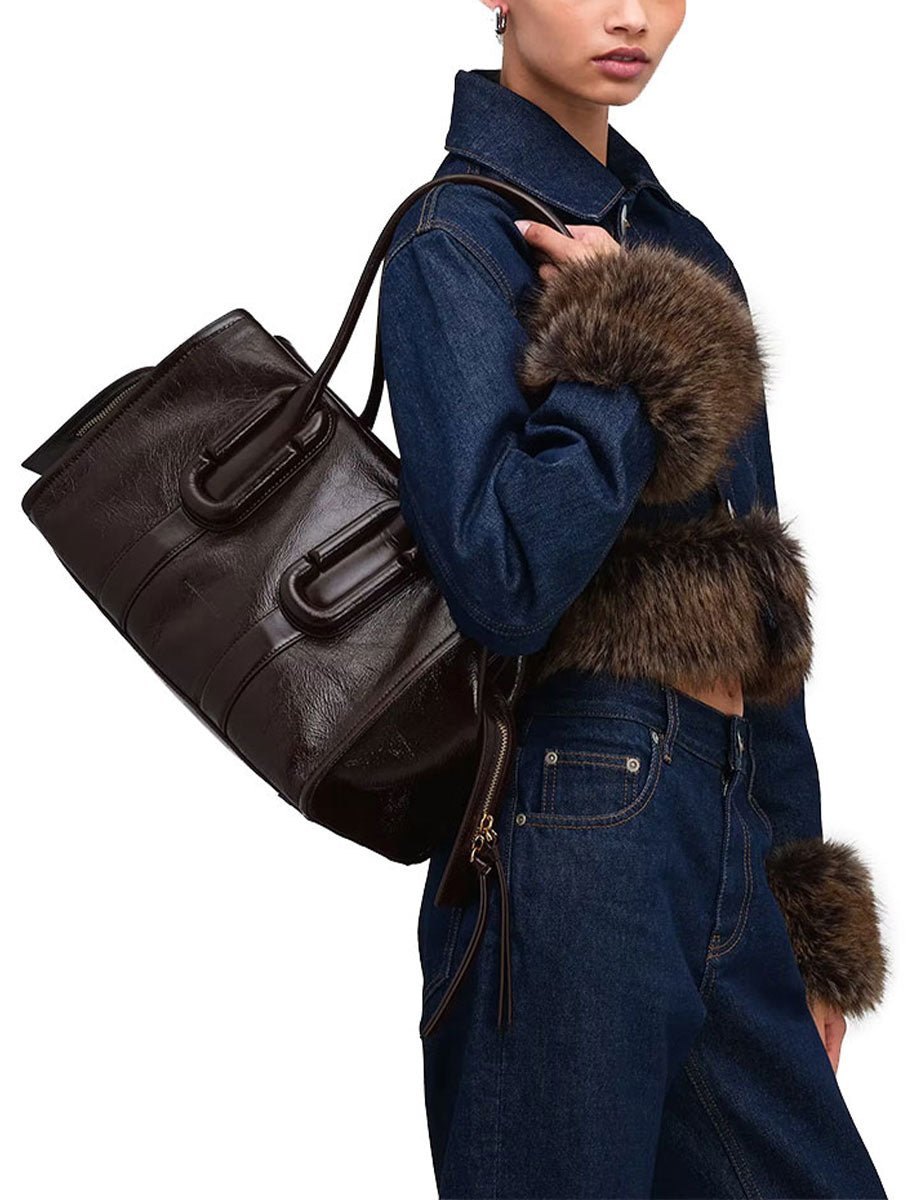 borsa the carryall city tote pelle marrone cioccolato - marc jacobs - shopper