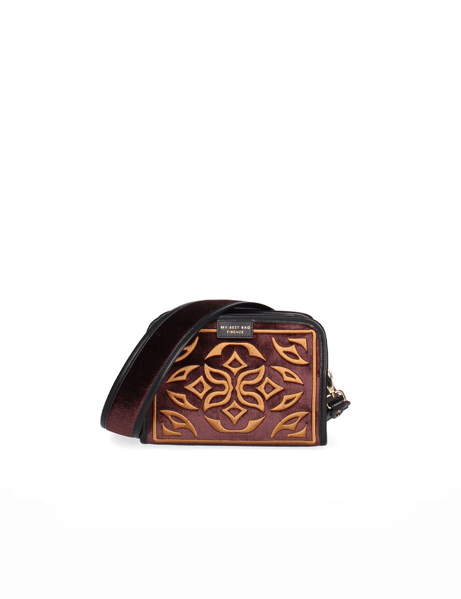 borsa tracolla velluto ricamo tabac - my best bag - clutch