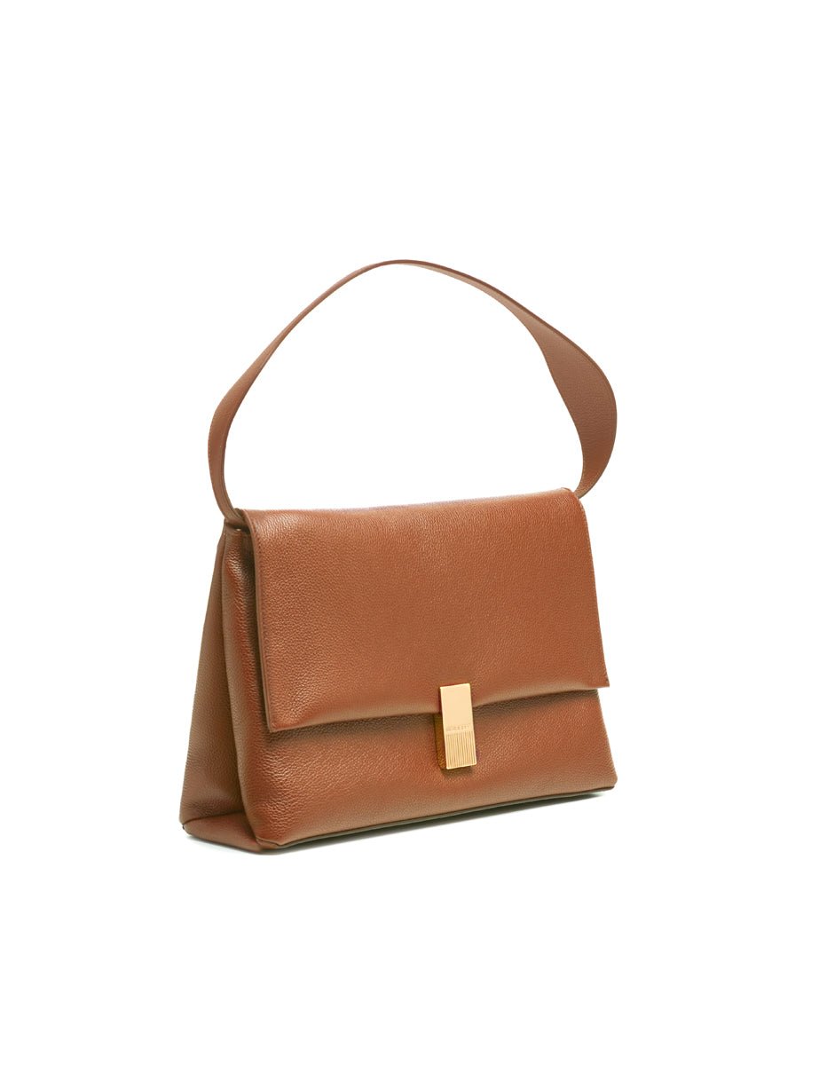 borsa triangolo pelle martellata camel - mouliebre - shopper