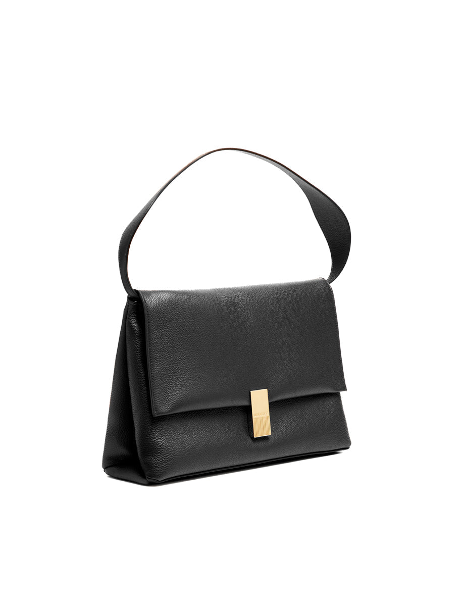 borsa triangolo pelle martellata nero - mouliebre - shopper