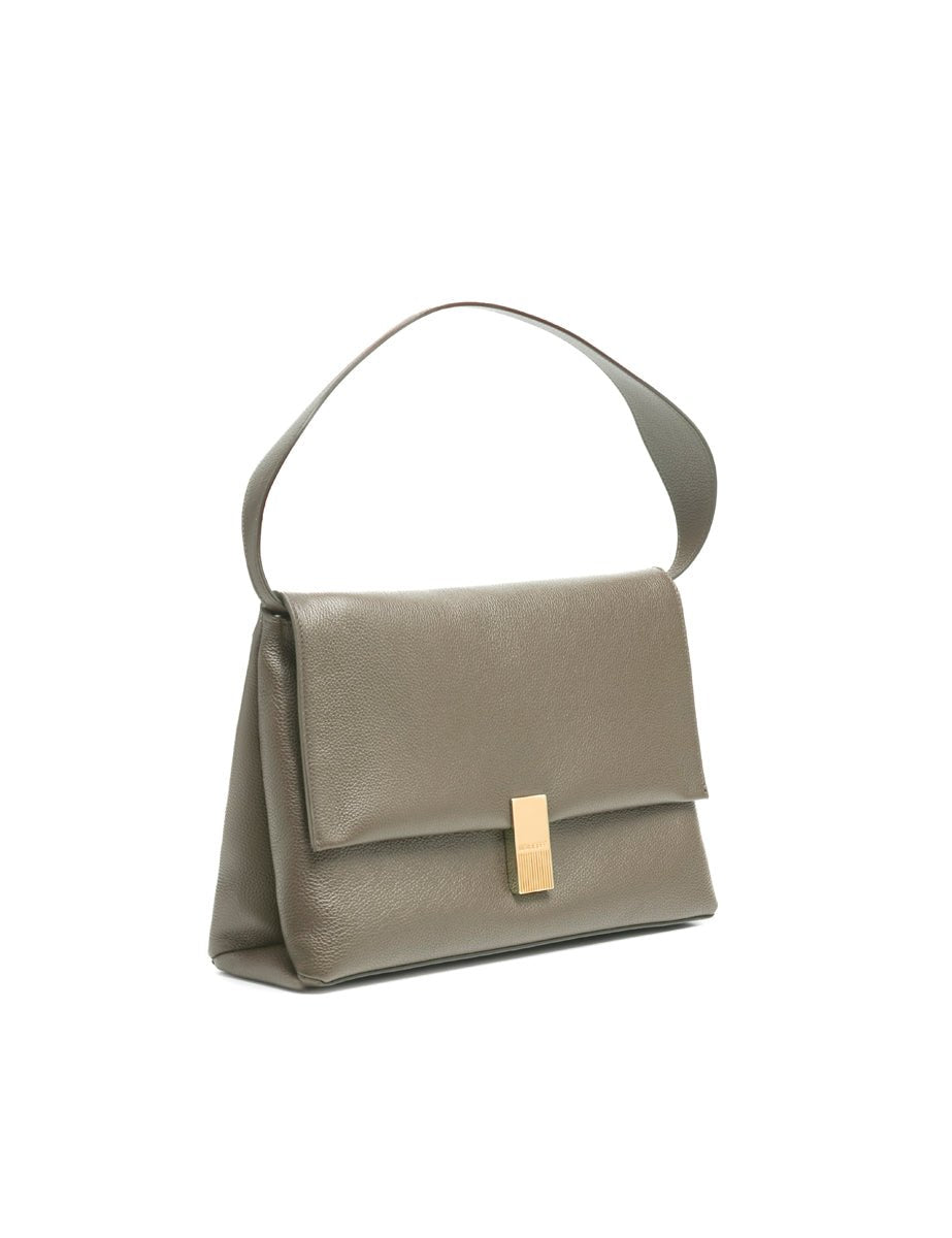 borsa triangolo pelle martellata taupe - mouliebre - shopper