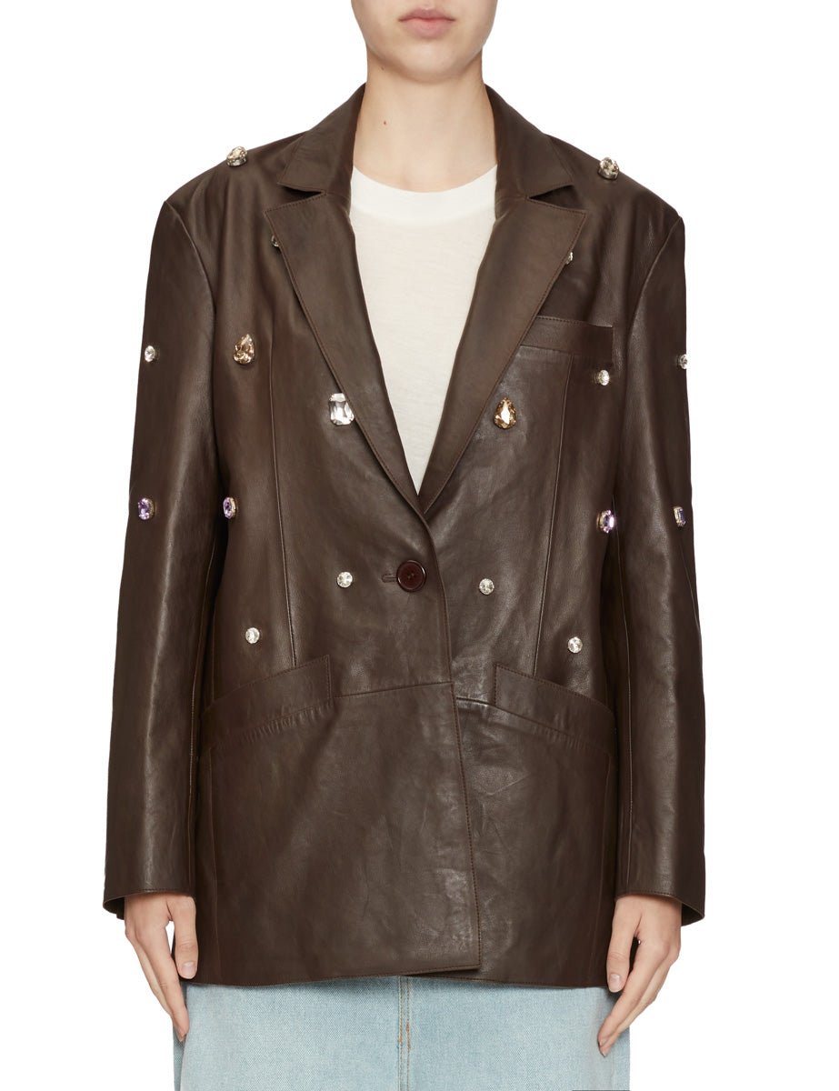 caban leather chocolate - forte forte - giacca