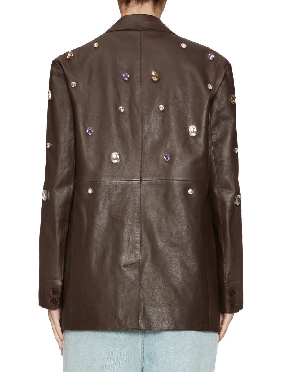 caban leather chocolate - forte forte - giacca