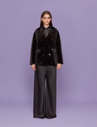 caban velluto liscio nero - Frida SRL